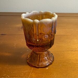Vintage Fenton Amber Glass Votive Candle/Toothpick Holder